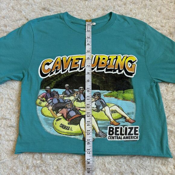 Vtg Made In Mexico Small Cavetubing Belize Central America Retro Cropped T Shirt - Picture 7 of 9